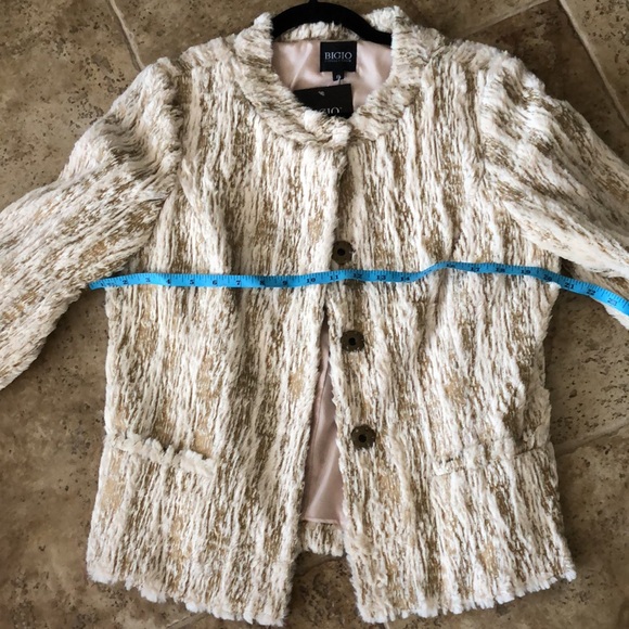 Bigio Collection Vegan Fur Jacket Beige Gold 8 - Picture 9 of 15